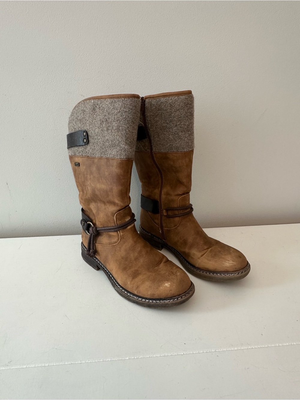 Rieker Womens Winter Snow Boots Brown Wool Mid-Calf 94774 ~ size 40